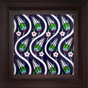 Armada Çini ED 317 20x20 cm Kobalt Sarmaşık Lale Kütahya Çini Pano