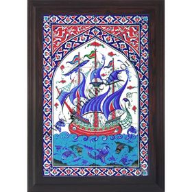 Armada Çini ED-500 40X60 Cm Osmanlı Kalyon Eldekoru Çini Pano
