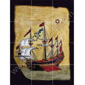 Armada Çini ED-609 60X100 Cm Piri Reis Eldekoru Çini Pano