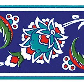 Armada Çini KS 12 10x20 cm İznik Çiçek Desenli Seramik Çini Bordür