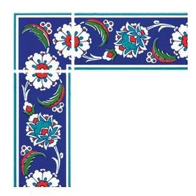 Armada Çini KS 12 10x20 cm İznik Çiçek Desenli Seramik Çini Bordür