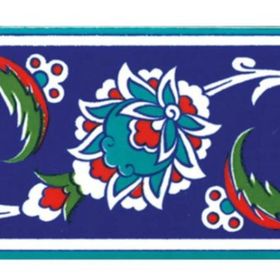 Armada Çini KS 12 10x20 cm İznik Çiçek Desenli Seramik Çini Bordür