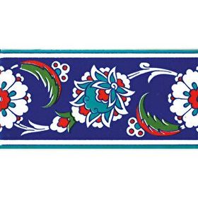 Armada Çini KS 12 10x20 cm İznik Çiçek Desenli Seramik Çini Bordür