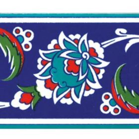 Armada Çini KS 12 10x20 cm İznik Çiçek Desenli Seramik Çini Bordür