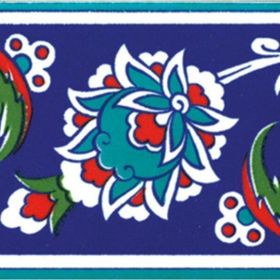 Armada Çini KS 12 10x20 cm İznik Çiçek Desenli Seramik Çini Bordür