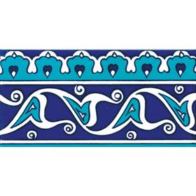 Armada Çini KS-19 İznik Rumi Desenli 10x20 cm Seramik Çini Bordür