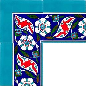 Armada Çini KS-21 İznik Rumi Desenli 20x20 cm Seramik Çini Bordür