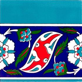 Armada Çini KS-21 İznik Rumi Desenli 20x20 cm Seramik Çini Bordür