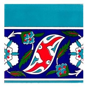 Armada Çini KS-21 İznik Rumi Desenli 20x20 cm Seramik Çini Bordür