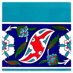 Armada Çini KS-21 İznik Rumi Desenli 20x20 cm Seramik Çini Bordür
