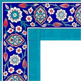 Armada Çini KS-24 Osmanlı Çiçek Desenli 20x20 cm Seramik Çini Bordür