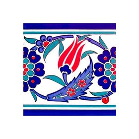 Armada Çini KS-26 İznik Lale Desenli 20x20 cm Seramik Çini Bordür