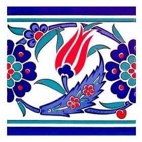 Armada Çini KS-26 İznik Lale Desenli 20x20 cm Seramik Çini Bordür