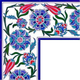 Armada Çini KS-3 İznik Lale Desenli 20x20 cm Seramik Çini Bordür