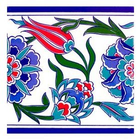 Armada Çini KS-3 İznik Lale Desenli 20x20 cm Seramik Çini Bordür