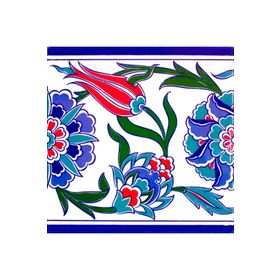 Armada Çini KS-3 İznik Lale Desenli 20x20 cm Seramik Çini Bordür