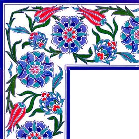 Armada Çini KS-3 İznik Lale Desenli 20x20 cm Seramik Çini Bordür