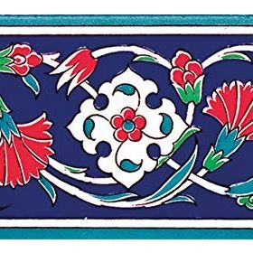 Armada Çini KS-43 Kütahya İznik Desenli 10x20 cm Seramik Çini Bordür
