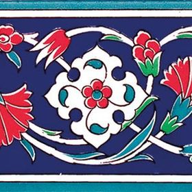Armada Çini KS-43 Kütahya İznik Desenli 10x20 cm Seramik Çini Bordür