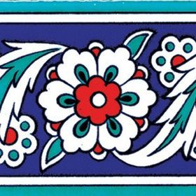 Armada Çini KS-8 İznik Rumi Desenli 10x20 cm Seramik Çini Bordür