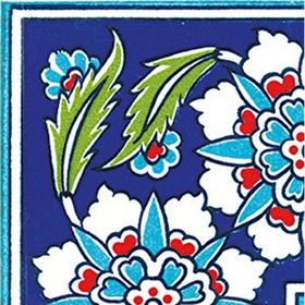 Armada Çini KSK 18 10x10 cm Osmanlı Yaprak Desen Çini Bordür Köşe