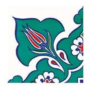 Armada Çini KSK 22 10x10 cm Taç Desenli İznik Çini Bordür Köşesi