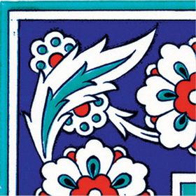 Armada Çini KSK 8 10x10 cm İznik Çiçek Desenli Çini Bordür Köşe