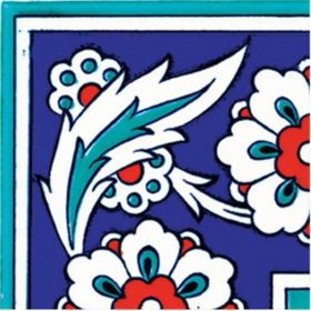 Armada Çini KSK 8 10x10 cm İznik Çiçek Desenli Çini Bordür Köşe