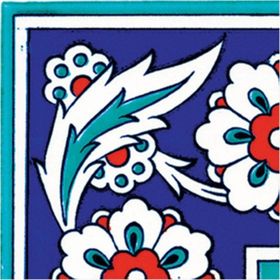 Armada Çini KSK 8 10x10 cm İznik Çiçek Desenli Çini Bordür Köşe