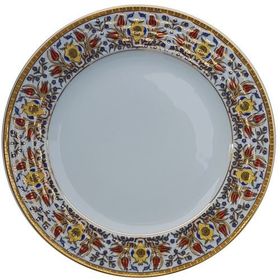 Armada Çini PRT 61 25 cm Sarı Altın Yaldızlı Lale Karanfil Kaligrafi Çini Tabak