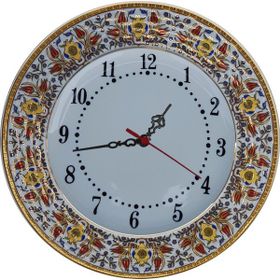 Armada Çini Prt 62 25 cm Sarı Altın Yaldızlı Lale Karanfil Çini Saat