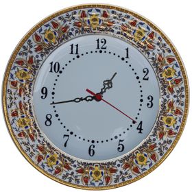 Armada Çini Prt 62 25 cm Sarı Altın Yaldızlı Lale Karanfil Çini Saat