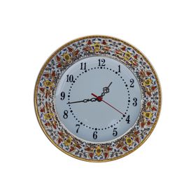 Armada Çini Prt 62 25 cm Sarı Altın Yaldızlı Lale Karanfil Çini Saat