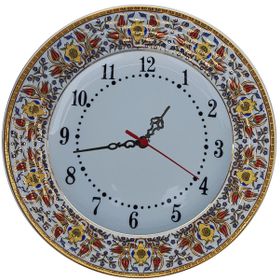 Armada Çini Prt 62 25 cm Sarı Altın Yaldızlı Lale Karanfil Çini Saat