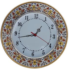 Armada Çini Prt 62 25 cm Sarı Altın Yaldızlı Lale Karanfil Çini Saat
