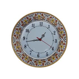 Armada Çini Prt 62 25 cm Sarı Altın Yaldızlı Lale Karanfil Çini Saat