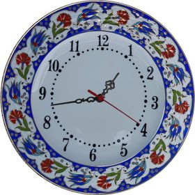 Armada Çini PRT 63 25 cm Lacivert Altın Yaldızlı Lale Karanfil Çini Saat