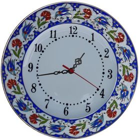 Armada Çini PRT 63 25 cm Lacivert Altın Yaldızlı Lale Karanfil Çini Saat