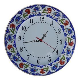 Armada Çini PRT 63 25 cm Lacivert Altın Yaldızlı Lale Karanfil Çini Saat