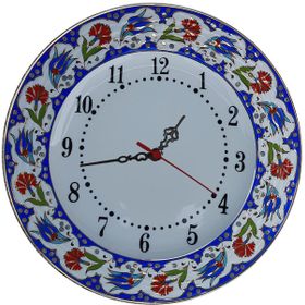 Armada Çini PRT 63 25 cm Lacivert Altın Yaldızlı Lale Karanfil Çini Saat