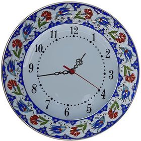 Armada Çini PRT 63 25 cm Lacivert Altın Yaldızlı Lale Karanfil Çini Saat