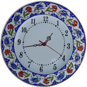 Armada Çini PRT 63 25 cm Lacivert Altın Yaldızlı Lale Karanfil Çini Saat