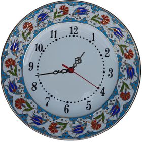Armada Çini Prt 64 25 cm Mavi Altın Yaldızlı Lale Karanfil Çini Saat