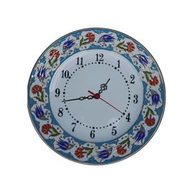 Armada Çini Prt 64 25 cm Mavi Altın Yaldızlı Lale Karanfil Çini Saat
