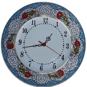 Armada Çini Prt 68 25 cm Mavi Altın Yaldızlı Lale Karanfil Çini Saat