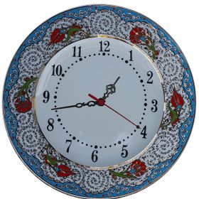 Armada Çini Prt 68 25 cm Mavi Altın Yaldızlı Lale Karanfil Çini Saat