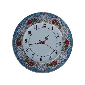 Armada Çini Prt 68 25 cm Mavi Altın Yaldızlı Lale Karanfil Çini Saat