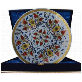 Armada Çini PRT 84 25 cm Altın Yaldızlı İznik Rumi Porselen Çini Tabak