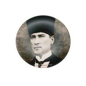 Armada Çini PRT 98 Atatürk Resimli Siyah Beyaz Seramik Baskılı Tabak