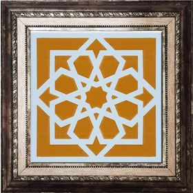 Armada Çini SP 101 Sarı Türk Yıldızı Desenli Kütahya İznik Çini 20x20 cm Pano